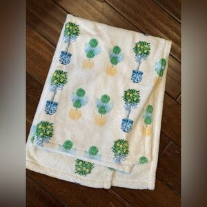 Grand Millennial Swaddle Blanket Lemon Blue Chinoise Baby Blanket